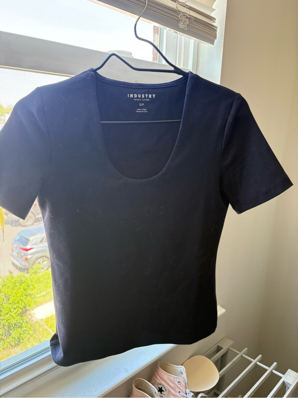 Industry Navy Short Sleeve Scoop Neck Tee